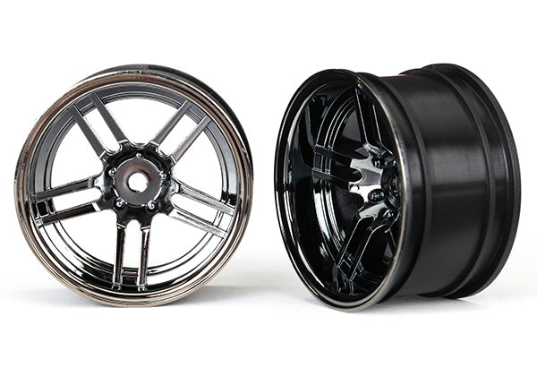 Traxxas Rear Wide Split Spoke 1.9 Black Chrome Wheels (2) - 8372