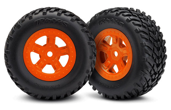 Traxxas Tires/Wheels Assembled Glued SCT Orange - 7674A