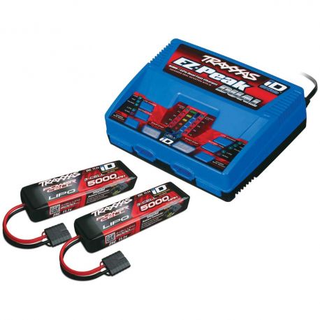 Traxxas Dual 3S 5000mAh 11.1V 25C iD LiPo Battery/Charger Completer Pack: 2x 2872X w/ 2972 - 2990
