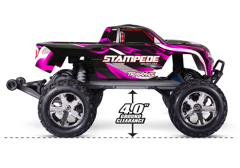 Traxxas Stampede BL-2S: 1/10 Scale 2WD Monster Truck (Pink) - 36354-4-PINK