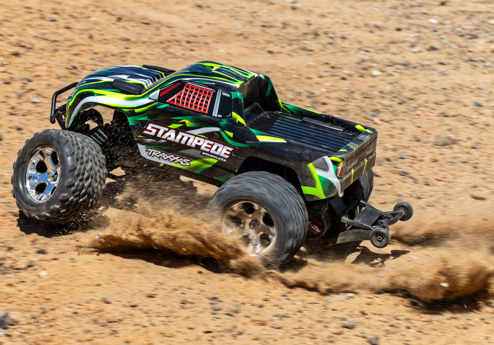 Traxxas Stampede BL-2S: 1/10 Scale 2WD Monster Truck (Green) - 36354-4-GRN