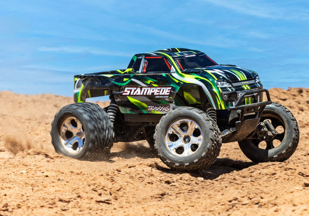 Traxxas Stampede BL-2S: 1/10 Scale 2WD Monster Truck (Green) - 36354-4-GRN