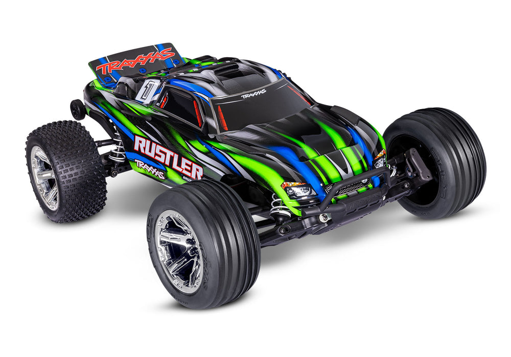 Traxxas Rustler BL-2S: 1/10 Scale 2WD Stadium Truck (Green) - 37354-4-GRN