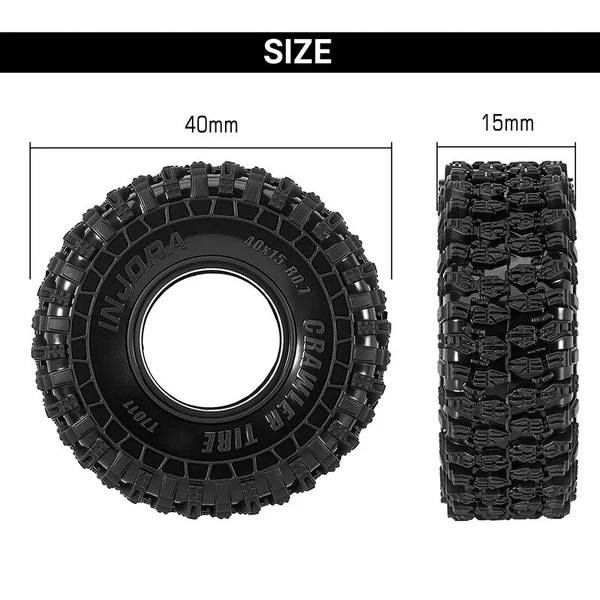 INJORA 0.7" 40*15mm Crawler Tires for 1/30 SCX30 (4) - T7011