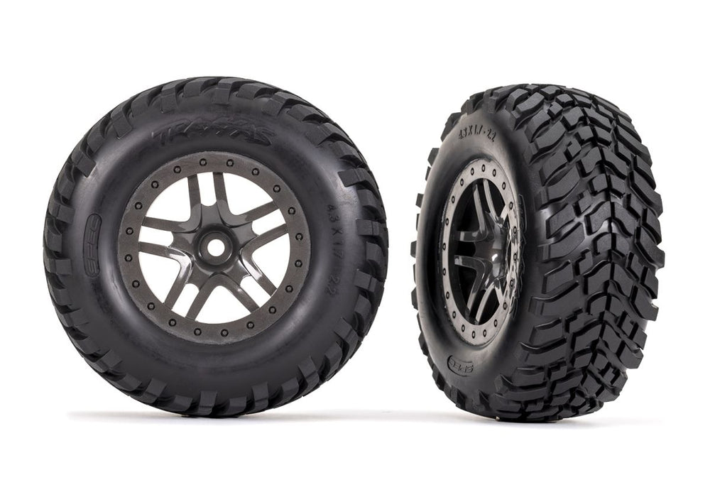 Traxxas Split-Spoke Wheels w/SCT Tires (2) (Gray) - 6964