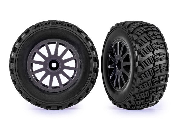 Traxxas 1/10 Rally Gravel Pattern TSM Rated Tires & Wheels (Gray) (Pair) - 7473-GRAY