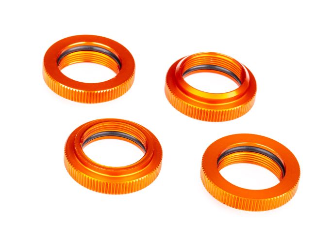 Traxxas GTX Shock Spring Retainer Adjusters w/ O-Rings Orange - 7767-ORNG
