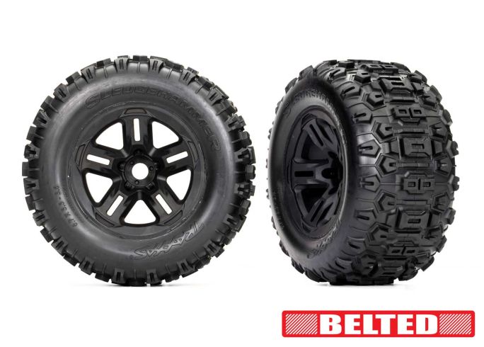 TRAXXAS T&W 3.8 BLK WHL W/SLDGEHMR TIRE - 9573