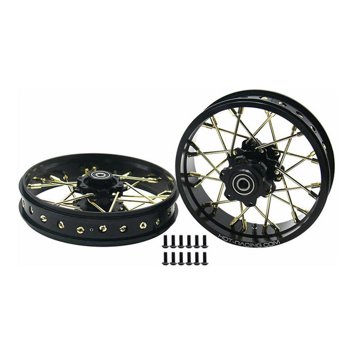 Hot Racing 24 Wire Gold Spoke Black Wheel Set, Promoto-MX - HRALPC524G01