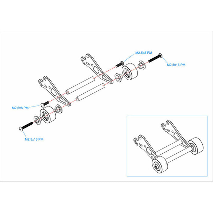 Hot Racing Aluminum Bearing Wheelie Bar Mini LMT - HRAMMJ133R01