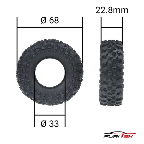 FURITEK MUDDER-XL 68MM TIRES EXTRA SOFT STICKY SET FOR 1.2INCH WHEEL - FUR-2440