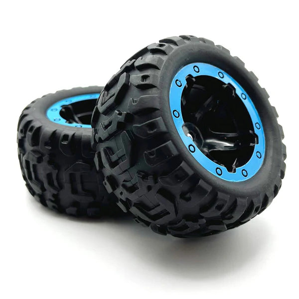 BlackZon Slyder Monster Truck Wheels/Tires Assembled (Black/Blue) - BZN540108
