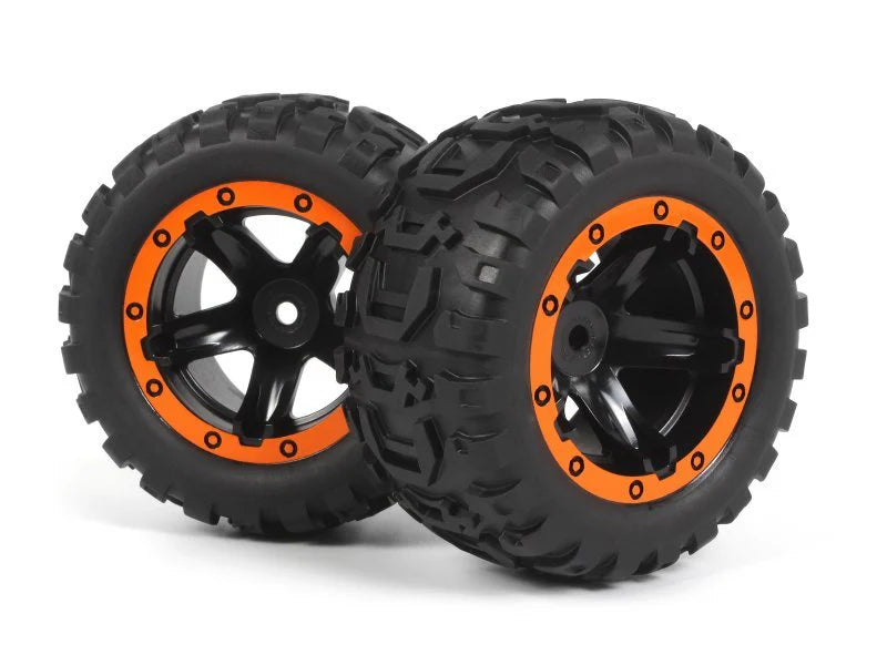 BlackZon Slyder Monster Truck Wheels/Tires Assembled (Black/Orange) - BZN540195