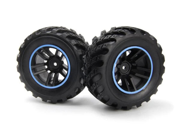 BlackZon Wheels/Tires Assembled, Spryte (2) (Black/Blue) - 540325