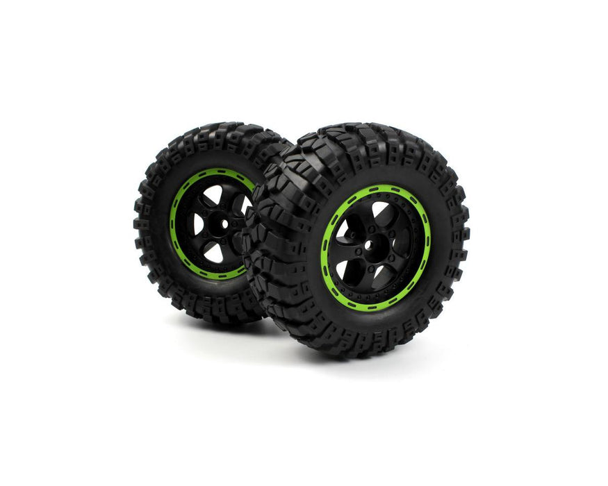 BlackZon Smyter Desert Truck Wheels/Tires Assembled (Black/Green) - BZN540183