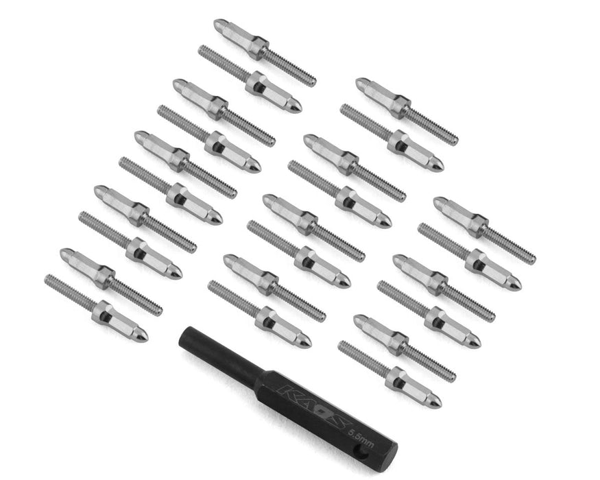 CEN Racing KG1 Bullet Wheel Lugs w/Tool (2mm Studs) (Silver Chrome) (24pcs) - CKD0619