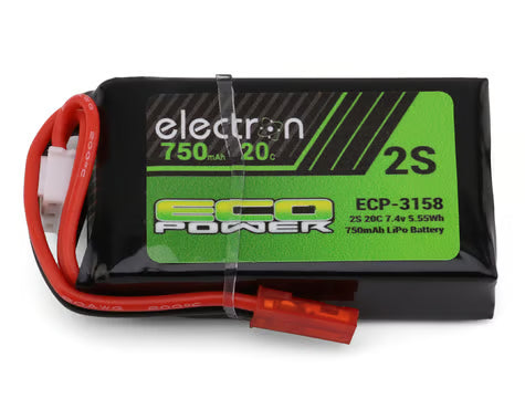 EcoPower "Electron" 2S 20C LiPo Battery w/JST Connector (7.4V/750mAh) (Redcat® Ascent 18®) - ECP-3158