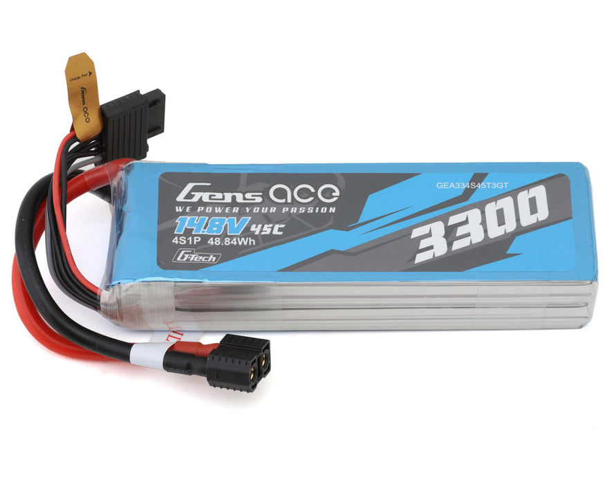Gens Ace 4S 14.8V 3300mAh 45C LiPo Battery w/Universal Connector - GEA334S45T3