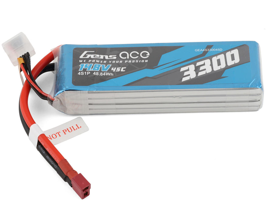 Gens Ace 4S 14.8V 3300mAh 45C LiPo Battery w/Deans - GEA4S330045D
