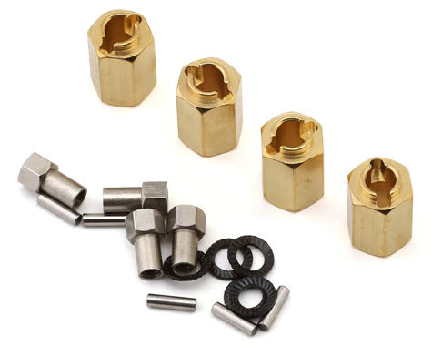 Injora Redcat Ascent-18 Brass Wheel Hex Adapters (Gold) (4) (3g ea) (10mm Offset) - 4M-02-10