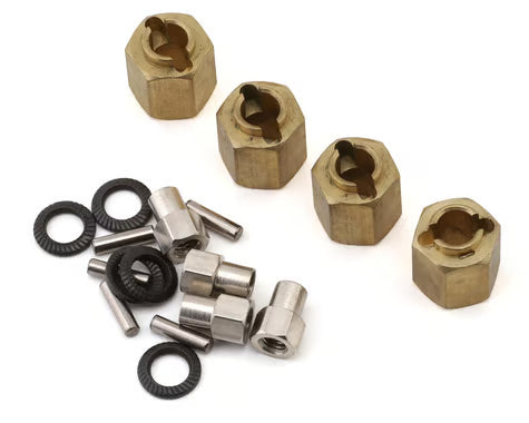 Injora Redcat Ascent-18 Brass Wheel Hex Adapters (Gold) (4) (3g ea) (10mm Offset) - 4M-02-10