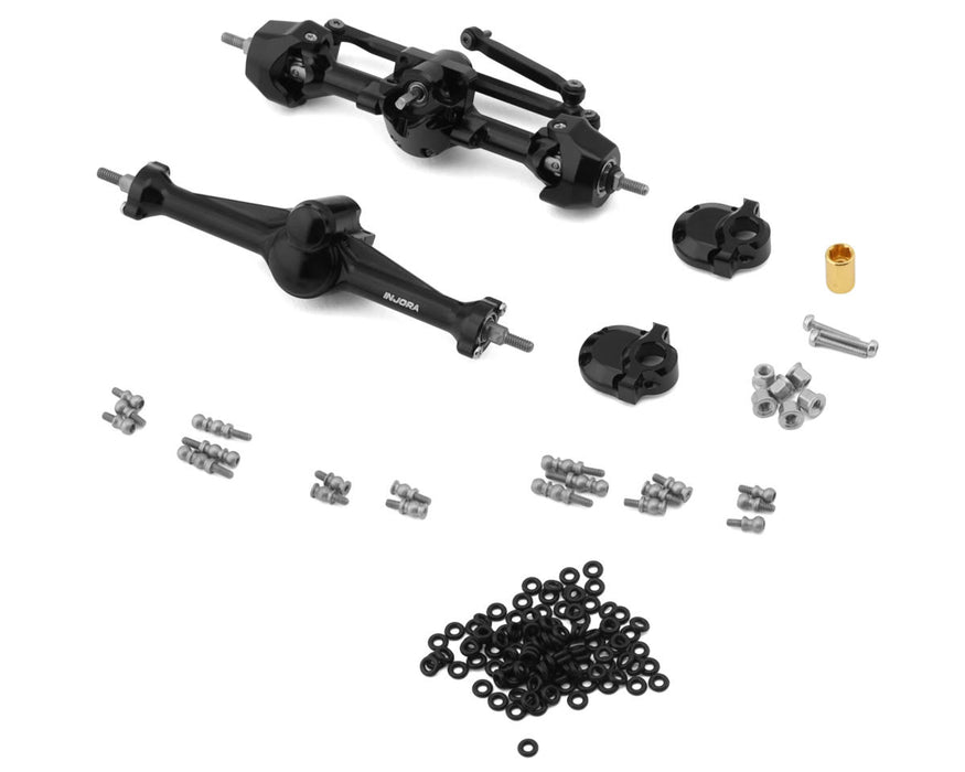 INJORA +3mm Aluminum Front and Rear Planet Axles for SCX30 (Black) - SCX30-25BKFR