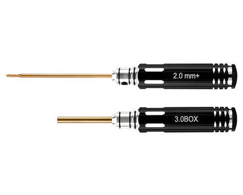 Injora Axial SCX30 Aluminum 2-Piece Metric Screwdriver & Nut Driver Tool Set (2mm Phillips/3mm Nut) - TOOL-LSD63-64