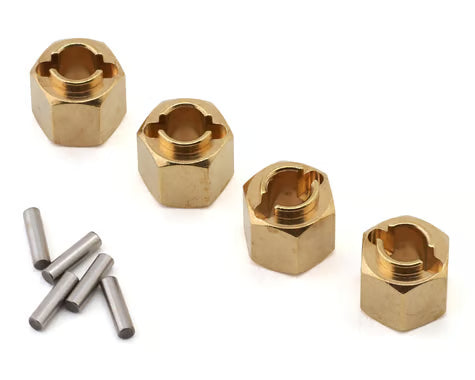 Injora Redcat Ascent-18 Brass Wheel Hex Adapters (Gold) (4) (3g ea) (10mm Offset) - 4M-02-10