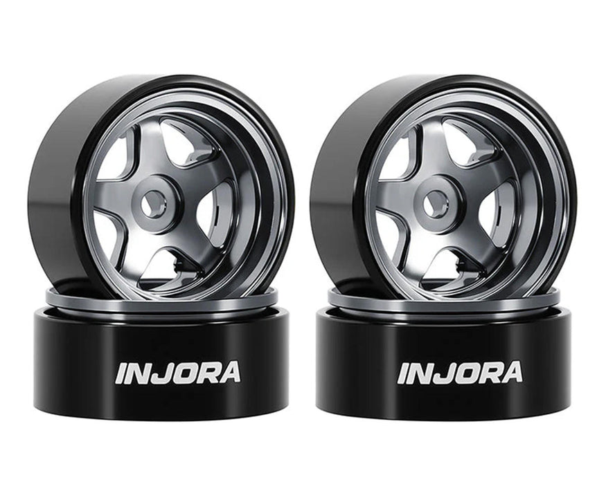 INJORA 0.7" 5-Spoke Aluminum Beadlock Wheels (3.4g) (4) (Titanium) - W7002TI-18