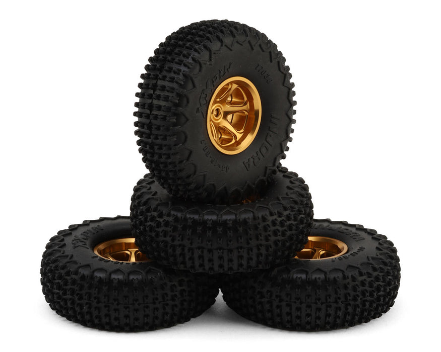 INJORA 0.75" XHX-Pin Tires w/ 6-Spoke Aluminum Beadlock Wheels (S5) (Gold) - INJW7502GD-T7030