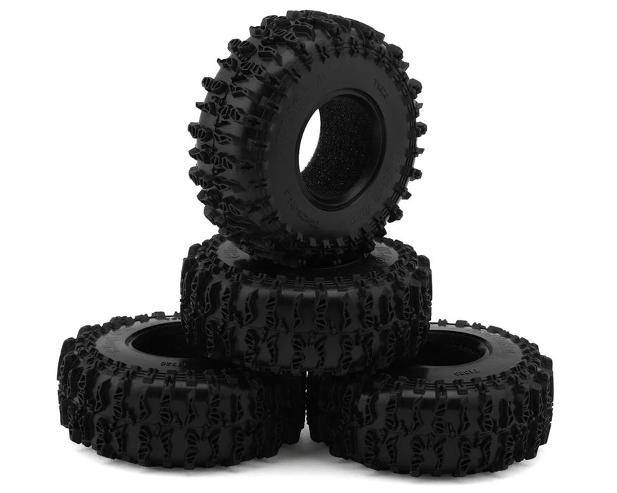 INJORA Cling On 1.3" M/T Crawler Tires Combo w/Green Inserts (70mm OD) (4) - YQT-1320-1370GN