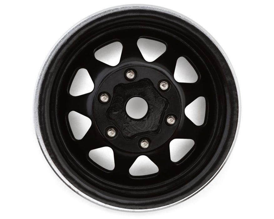 INJORA Deep Dish Stamped 1.0" Beadlock Wheels (4pcs) (Black) - YQW-1004BK