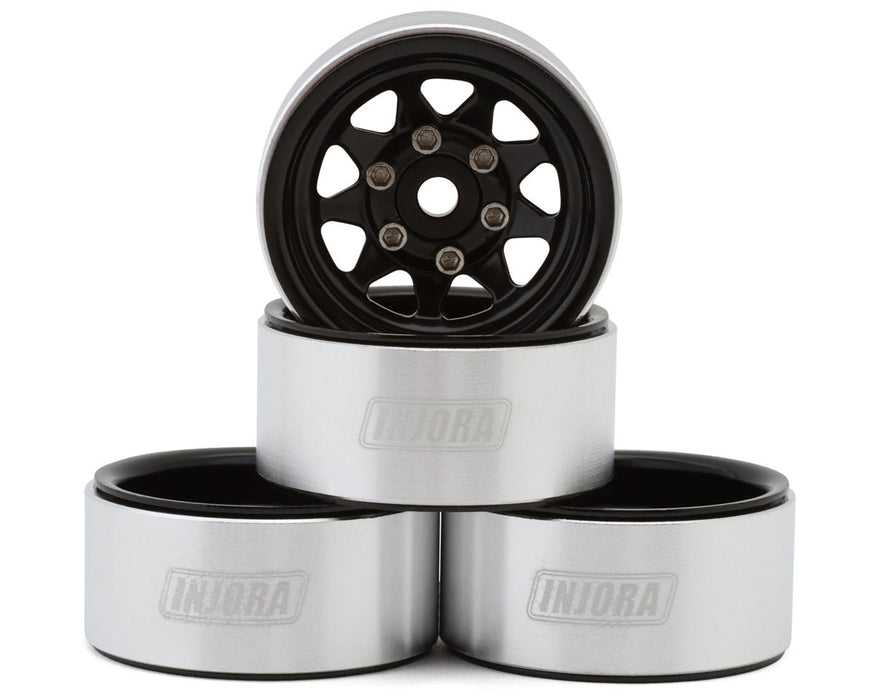 INJORA Deep Dish Stamped 1.0" Beadlock Wheels (4pcs) (Black) - YQW-1004BK
