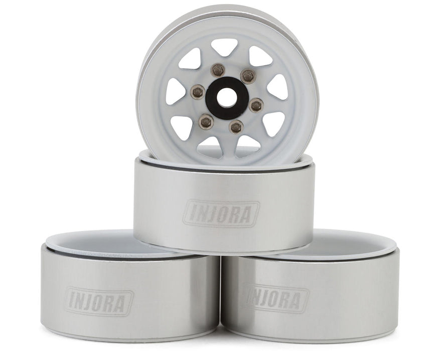 INJORA Deep Dish Stamped 1.0" Beadlock Wheels (4pcs) (White) - YQW-1004WH
