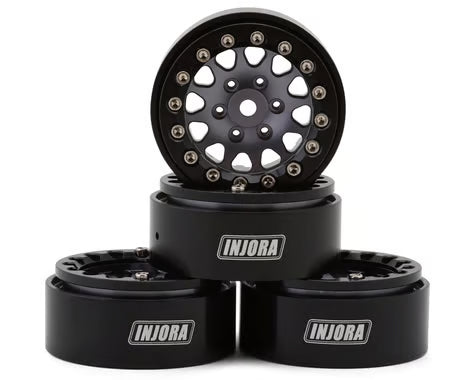 Injora 1.3" D-Slot Aluminum Micro Crawler Beadlock Wheels (27g ea) (Grey/Black) (4) - YQW-1311BG