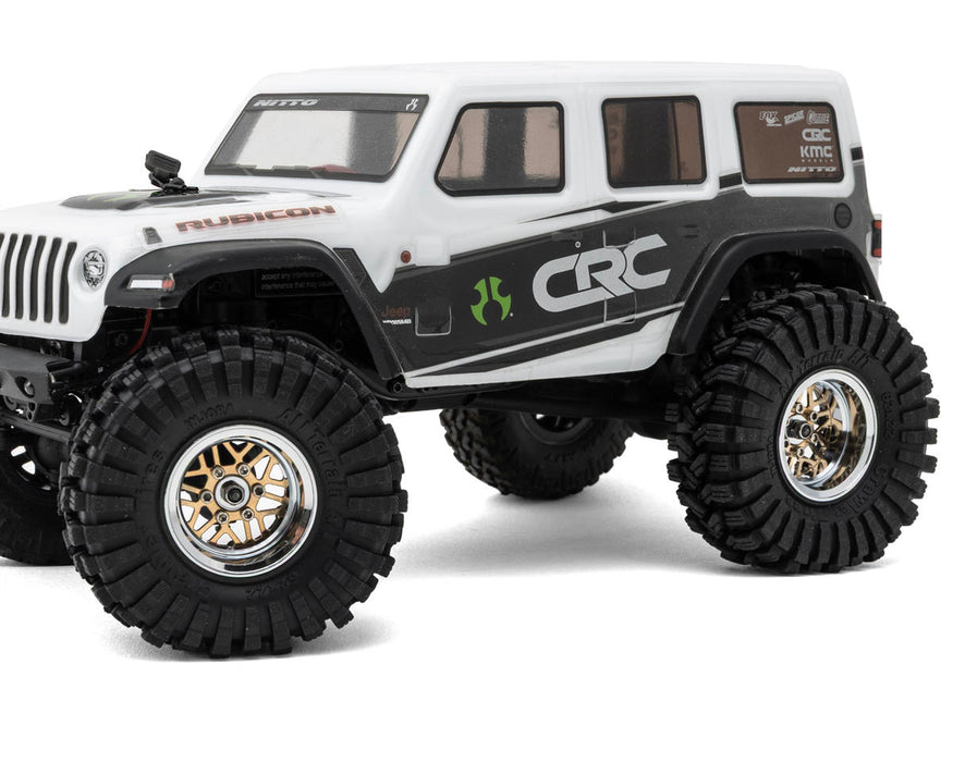 Injora 1.0" Deep Dish Aluminum Micro Crawler Beadlock Wheels w/Swamp Claw Tires (S5) (Gold/Chrome) (4) (37g ea) (62mm OD) - YQW-MW1014SR-1014