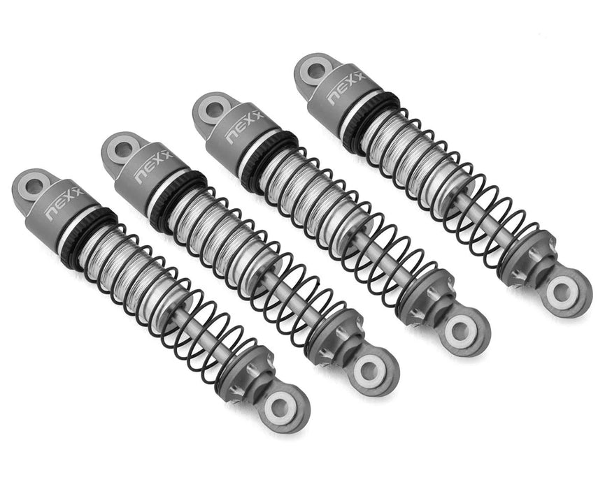 NEXX RACING Aluminum Oil-Filled Shocks for TRX4M (4pcs) (Gray) - NX-401-G