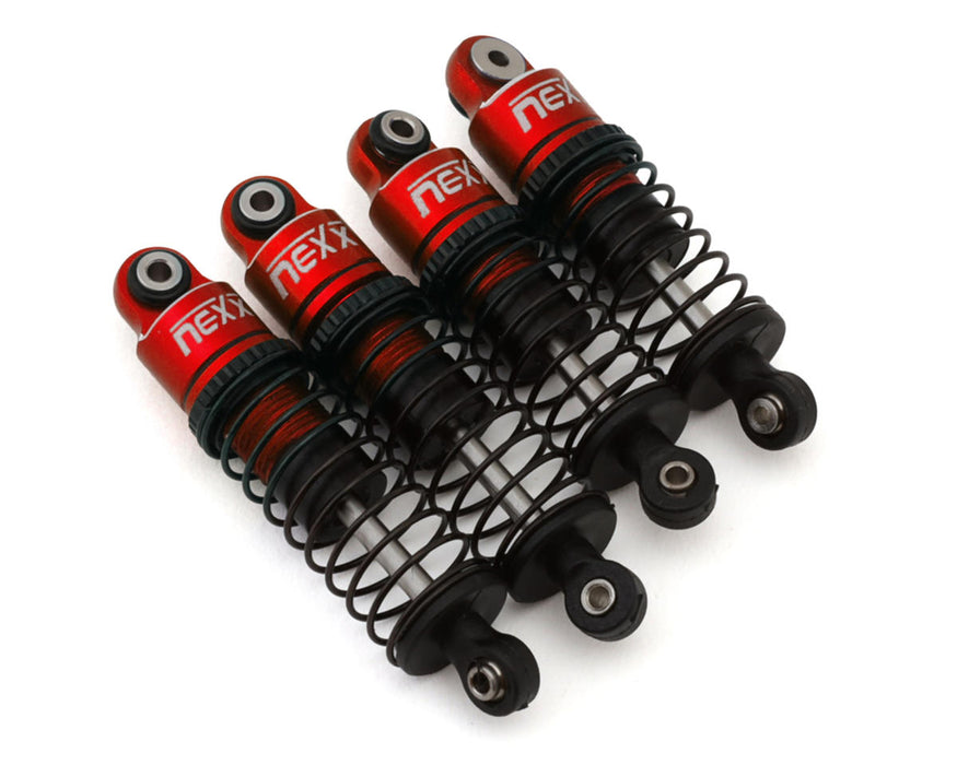 NEXX RACING Aluminum Oil-Filled Shocks for Micro-B (4pcs) (Red) - NX-456-R