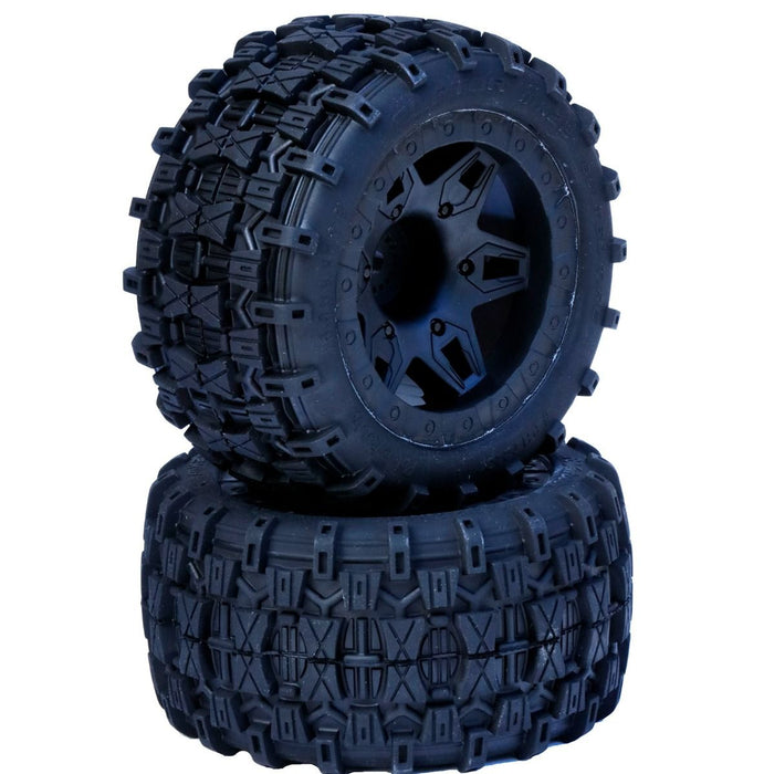Power Hobby Raptor 2.8" Belted 1/10 Stadium Truck Tires, Mounted, 0 Offset, fits Front 2WD Stampede Rustler - PHBPHT213110