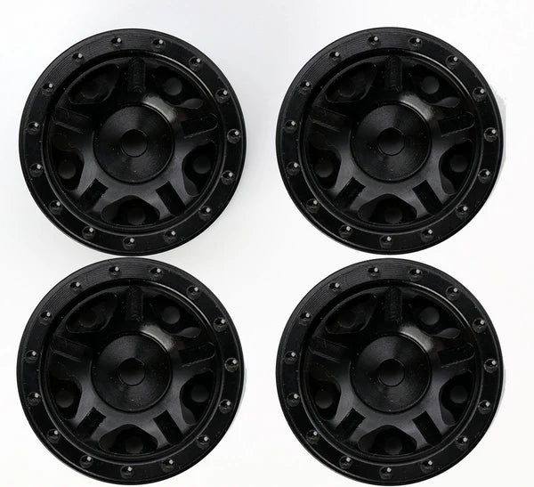 PowerHobby SCX24 Z2 1.0" Aluminum Beadlock Wheels (4pcs) (Black) - PHSCX2409BLACK