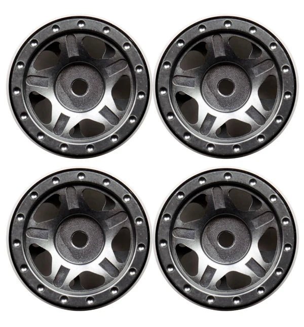 PowerHobby SCX24 Z2 1.0" Aluminum Beadlock Wheels (4pcs) (Gray) - PHSCX2409GRAY