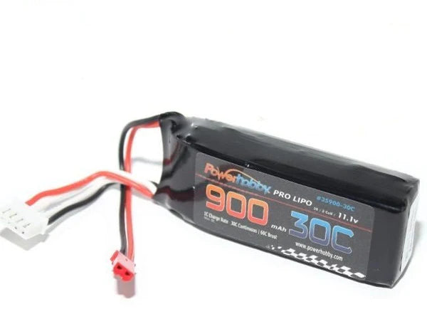Power Hobby 3S 11.1V 900mAh 30C LiPo Battery w/JST Connector - PHB3S90030CJST
