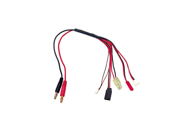 Racers Edge 5-Function Mini/Micro Charge Adapter to Male 4mm Bullets - 300mm - RCE1625