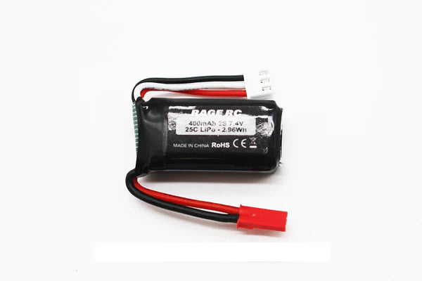 Rage RC 2S 7.4V 400mAh LiPo w/JST Connector - RGRA1631