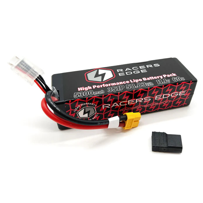 5300mAh 3S 11.1V 60C Hard Case Lipo Battery, XT60 Connector with TRX Adapter - RCELP53003S60T