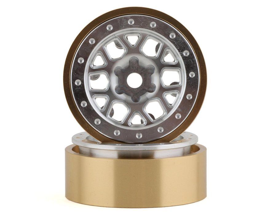 SSD RC 1.0” Boxer Aluminum/Brass Beadlock Wheels (Black) (2) (25g) - SSD00554