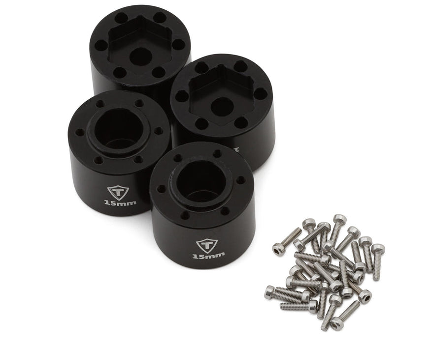 Treal Hobby Aluminum +15mm Extended Wheel Hubs, Mini LMT (4pcs) (Black) - TLHTLMT18-109