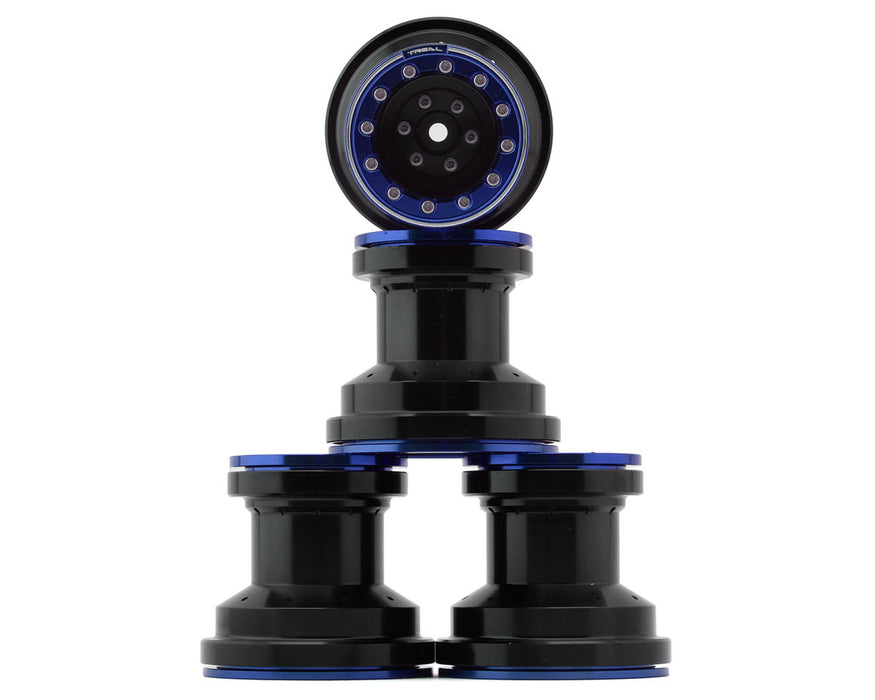 Treal Hobby Aluminum Beadlock Wheel Set, Mini LMT (4) (Black/Blue) - TLHTLMT18-53