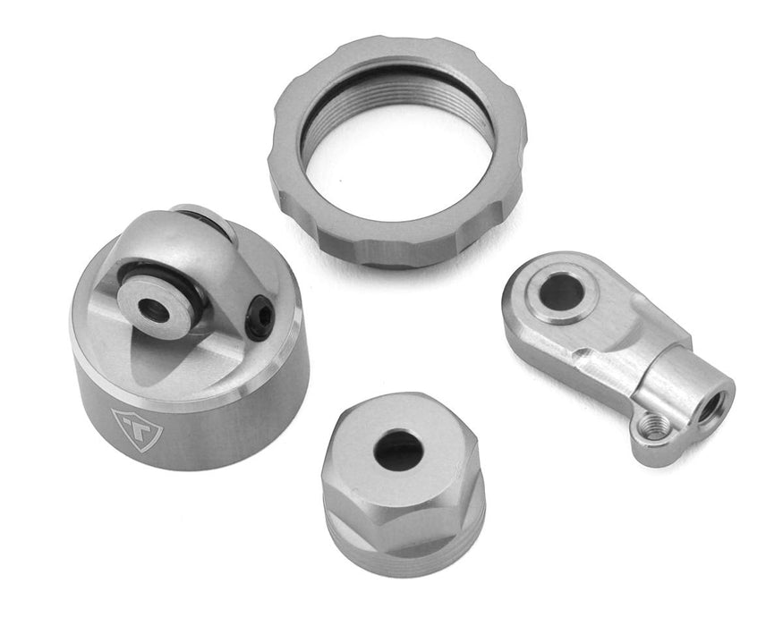 Treal Hobby Losi Promoto MX CNC Aluminum Shock Cap With Bottom Retainer Set (Silver) - TLHTPROMOTOMX-103