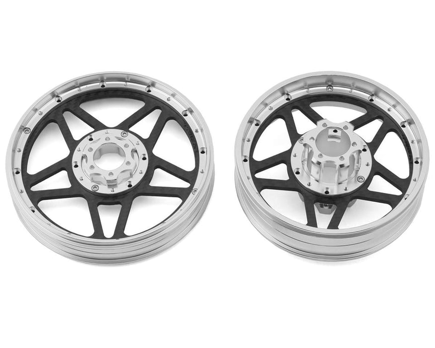 Treal Hobby Losi Promoto MX CNC Aluminum Wheel Set w/Carbon Spokes (Silver) - TLHTPROMOTOMX-12